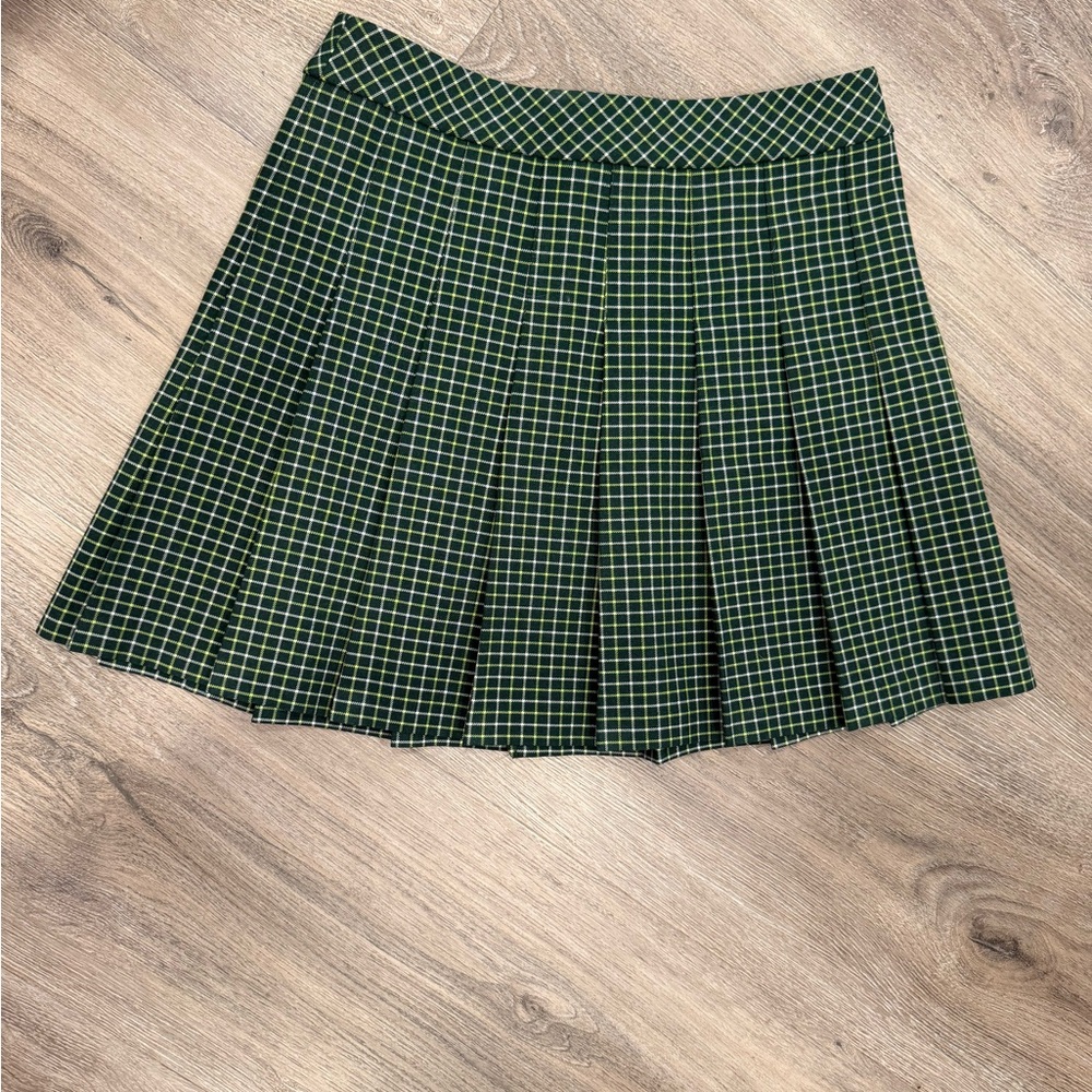 Sunday Best Dark Green Checkered pleated Skirt